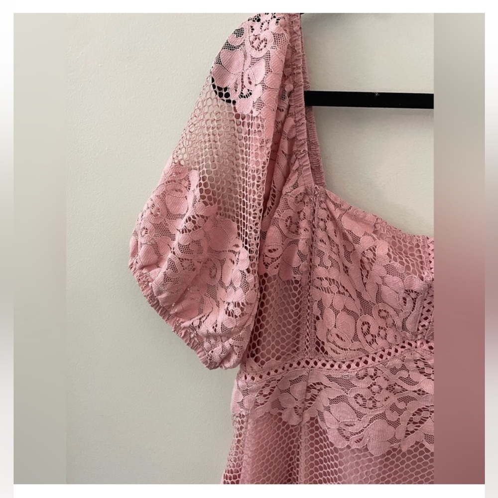 FREE PEOPLE Be My Baby Pink women Lace Mini Dress Large - Picture 4 of 8